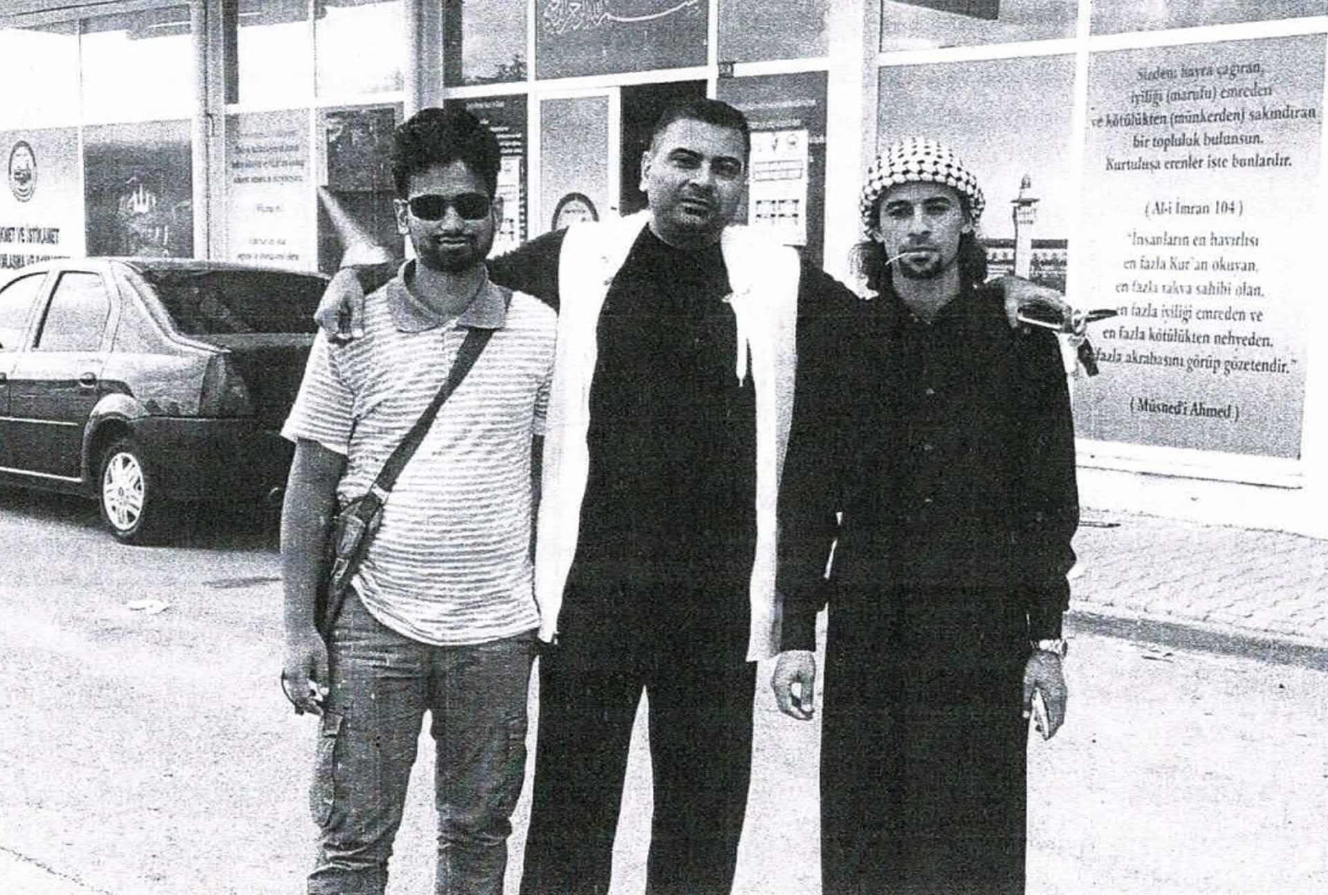 Faridi (C), with Alagha (R) and another man in Konya, in a copy of a photo from Alagha's phone (MEE)