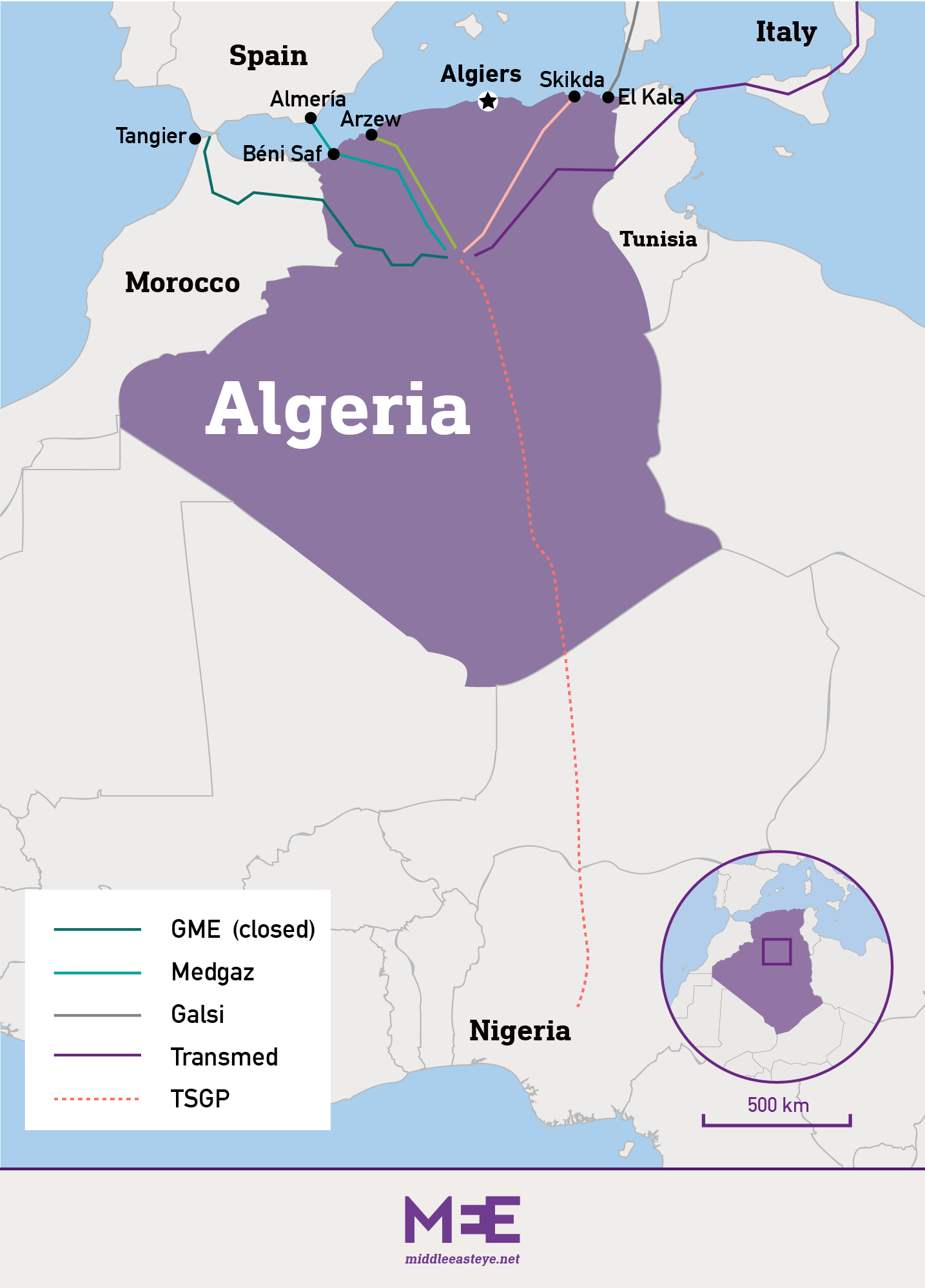 gas pipelines algeria africa