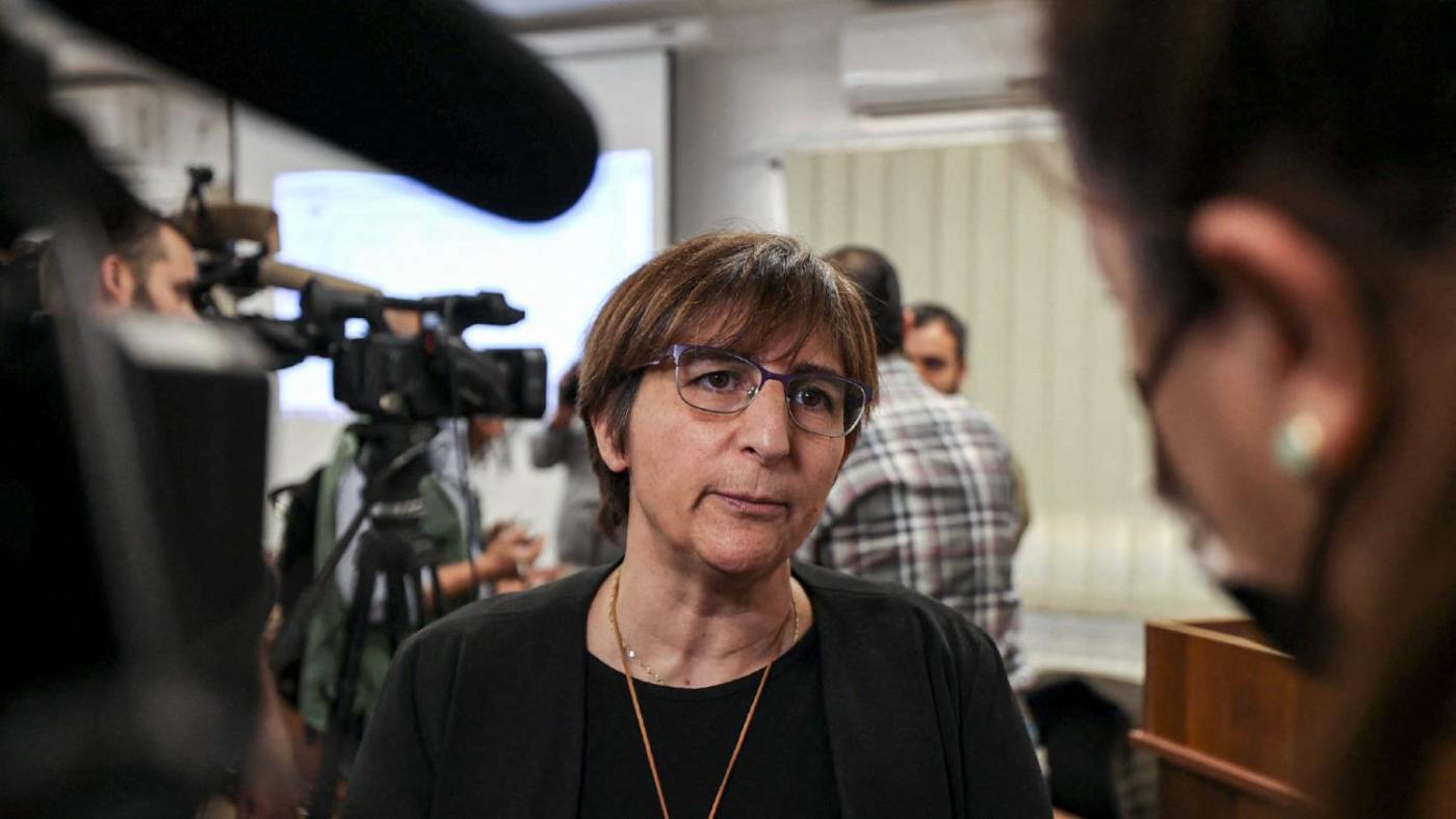 Sahar Francis, director of Palestinian NGO Addameer called on UN to investigate who was behind using Pegasus on the phones of Palestinian rights activists in November, 2021 (AFP)