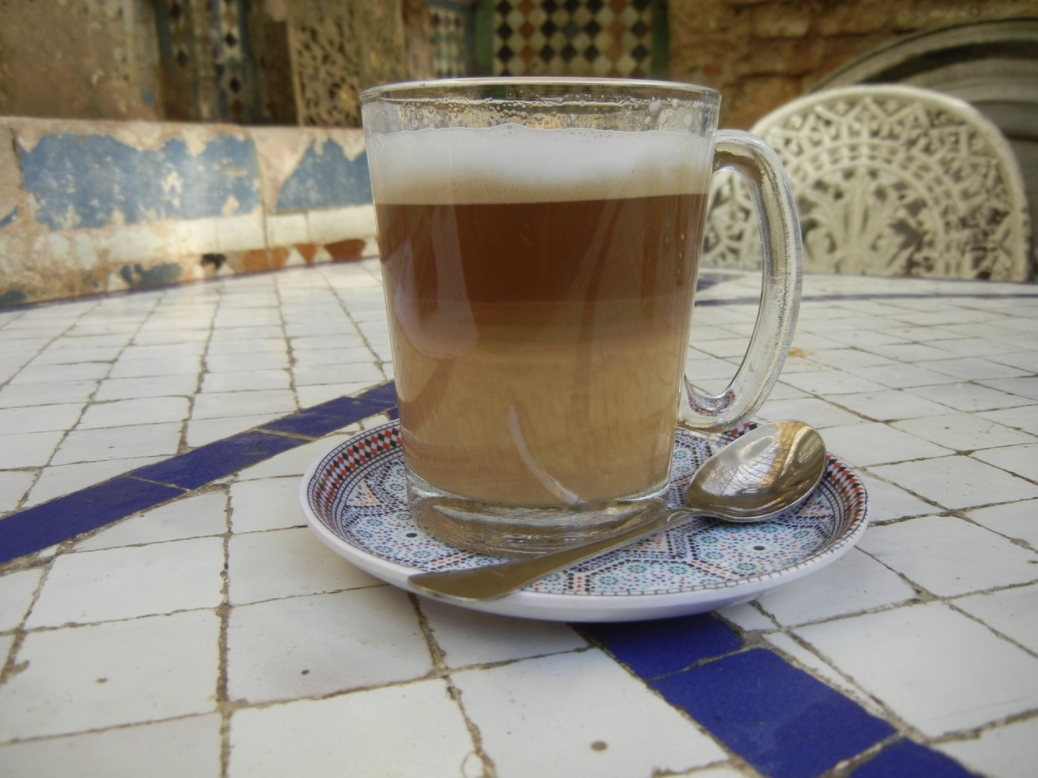 A cup of Morocco's Nous Nous, shown with a delicate gradient as the coffee and milk mix together (Screengrab/ Social media)