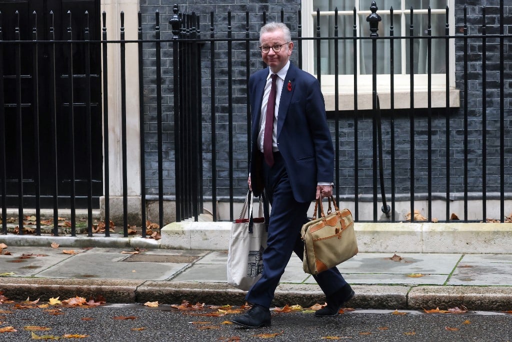 Britain’s housing secretary, Michael Gove, is seen in London on 9 November 2022 (AFP)