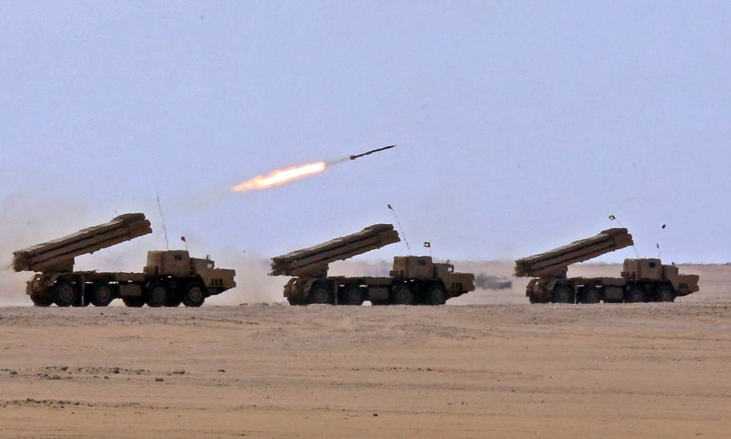 A military exercise is carried out north of Kuwait City in November 2021 (AFP)