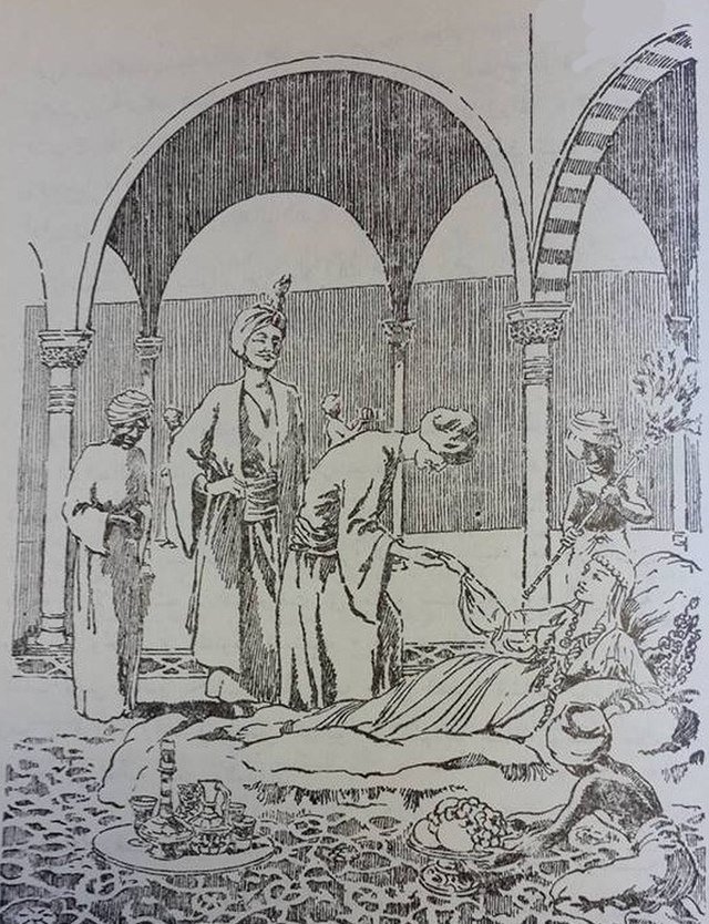 Un dessin illustre Shajarat al-Dur à l’époque mamelouke (Wikimedia Commons)