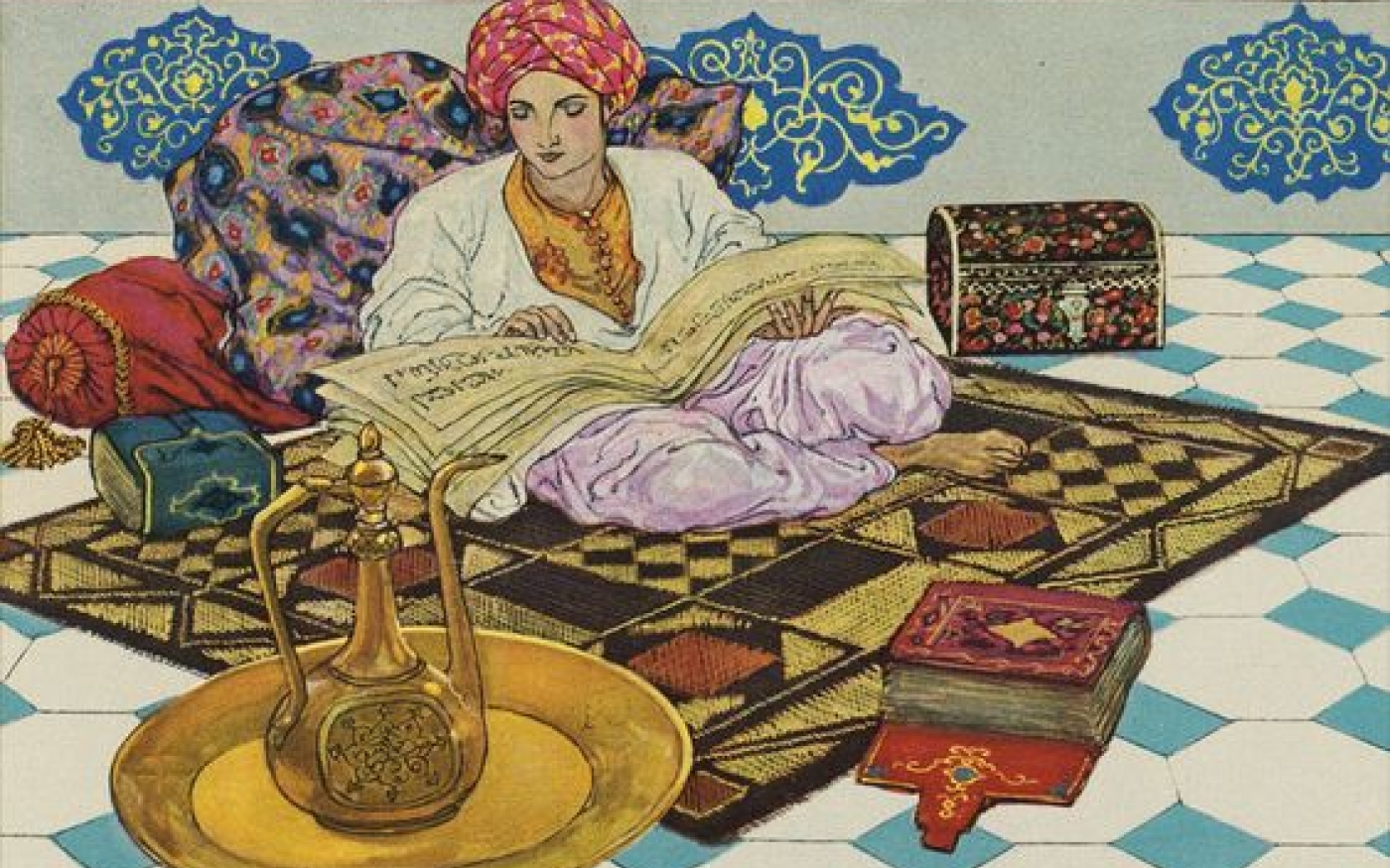 Haroun al-Rachid, illustration des contes des Mille et Une Nuits par Léon Carré, 1929 (Institut du monde arabe)