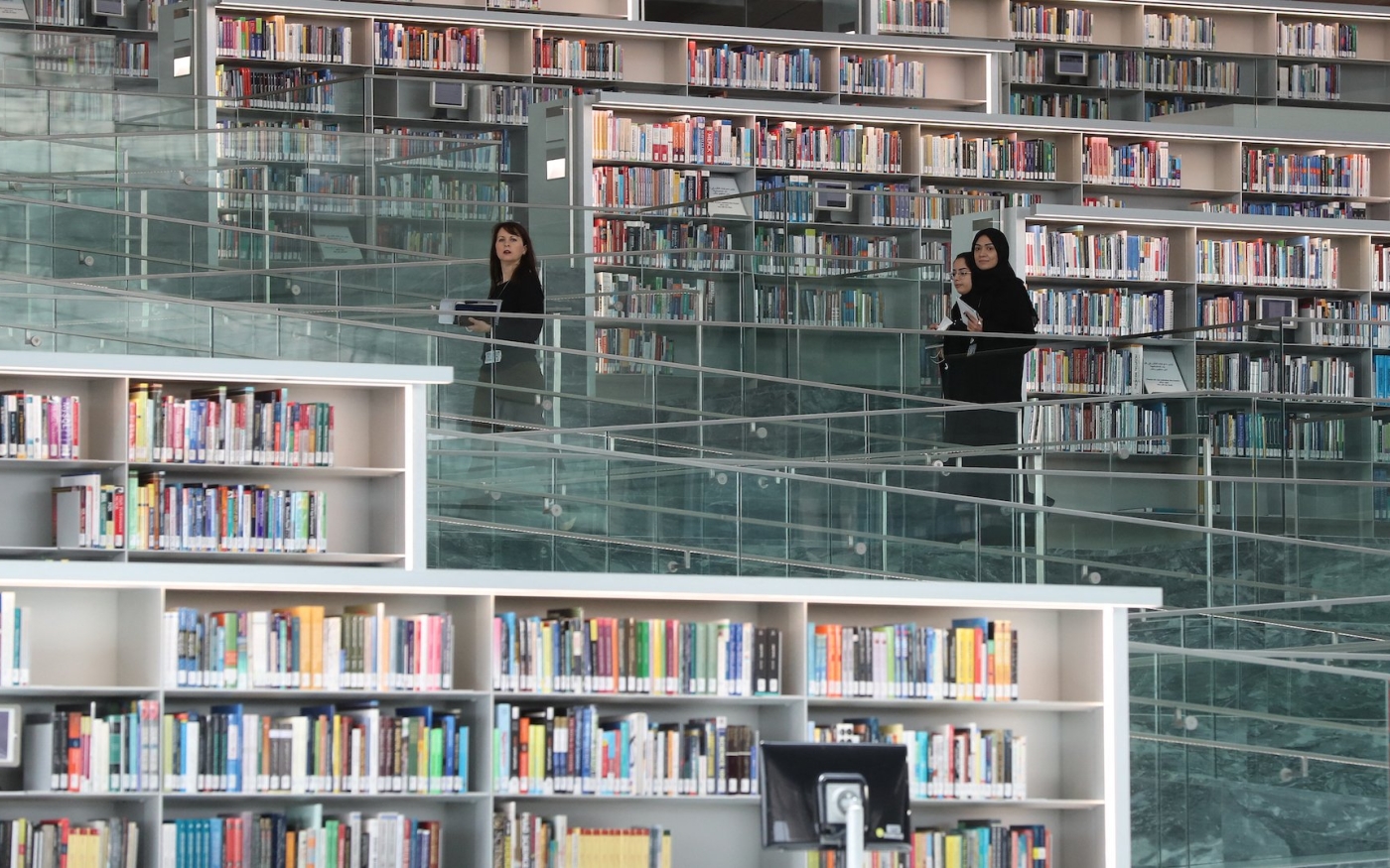 Vue intérieure de la bibliothèque nationale du Qatar (AFP/Karim Jaafar)
