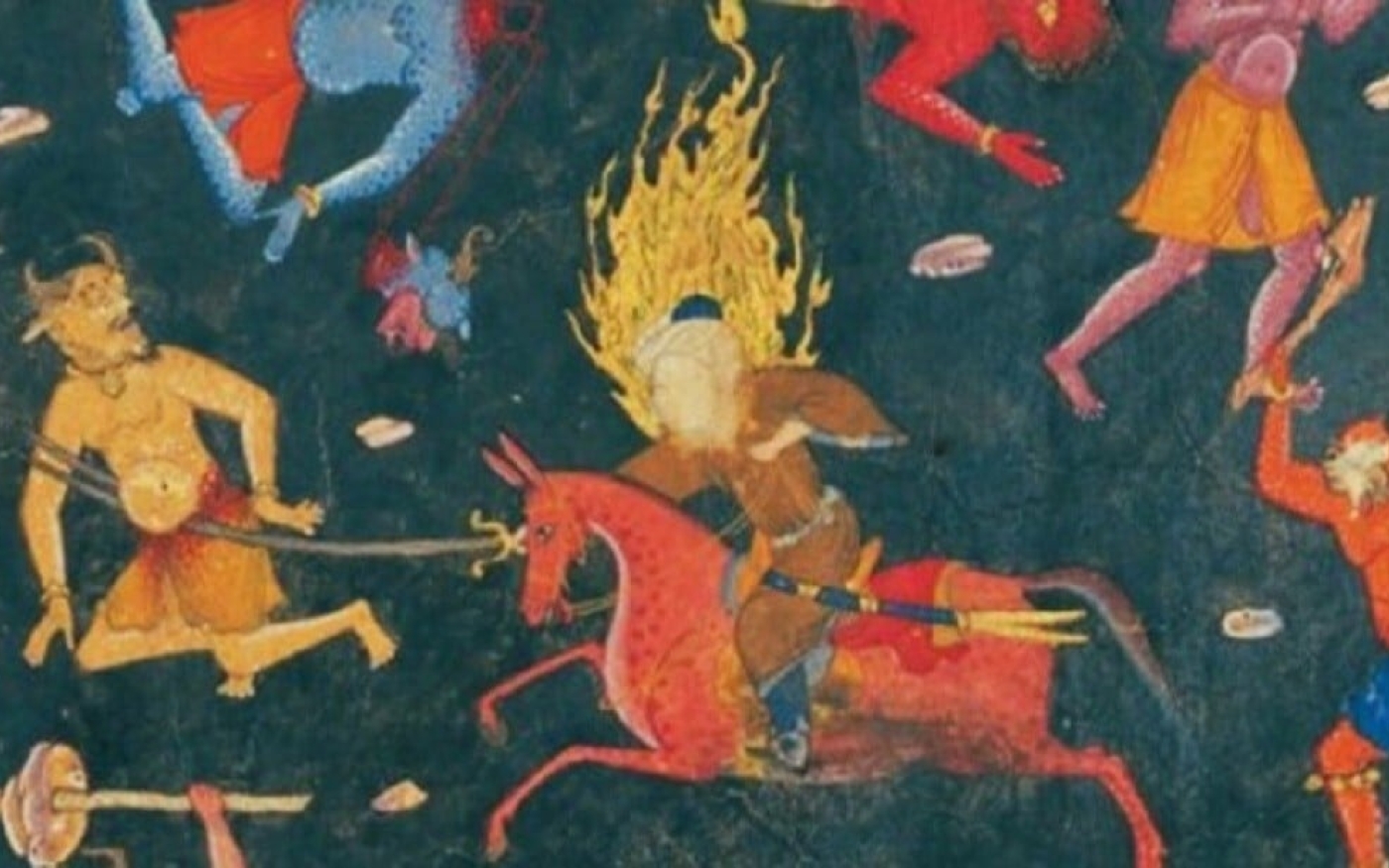 Ali, le gendre du prophète Mohammed, en train de combattre des djinns (artiste inconnu, domaine public)