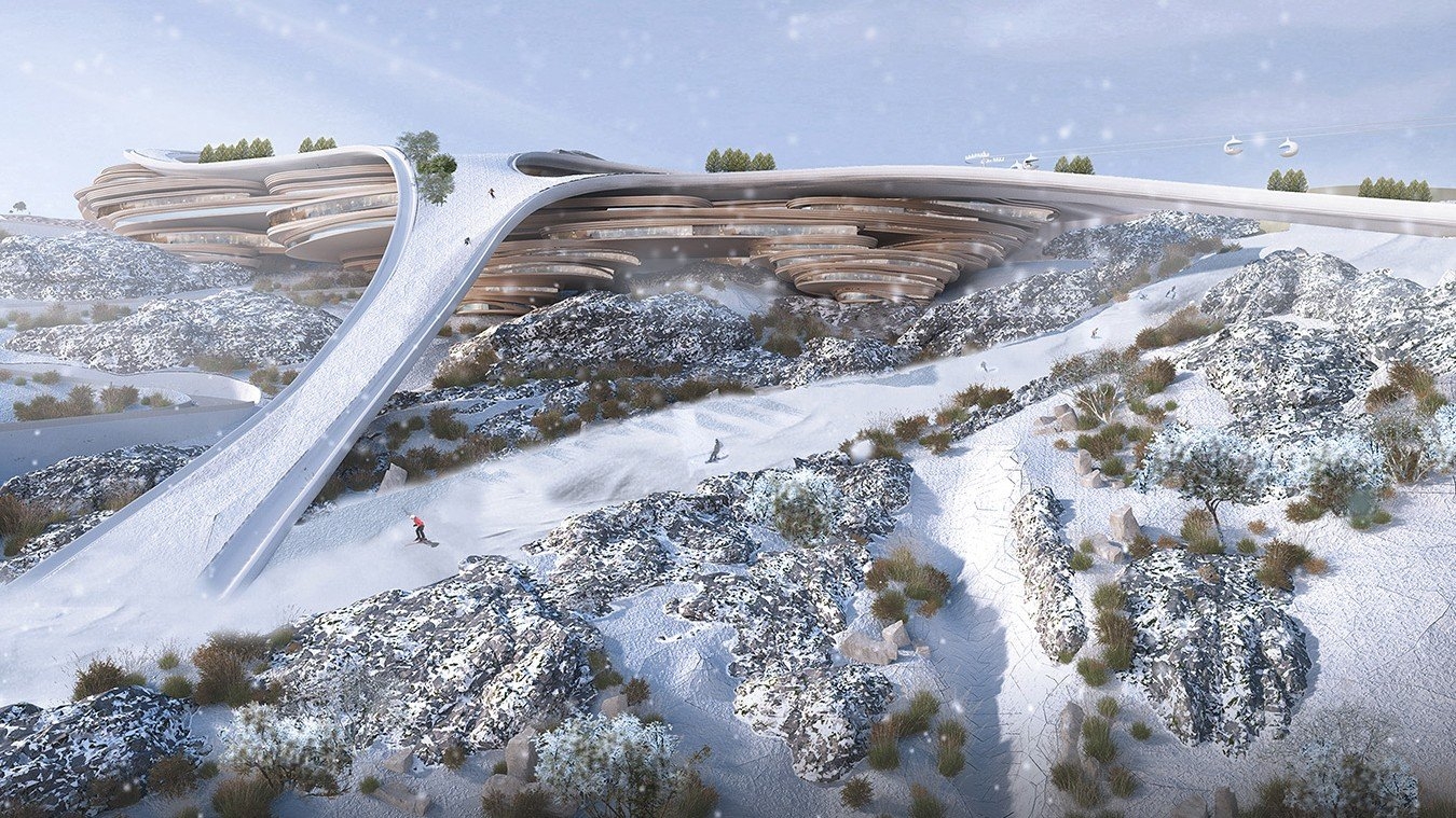 L’Arabie saoudite annonce vouloir construire un complexe de ski de montagne associé à une ville verticale et un lac artificiel (Twitter/Neom)