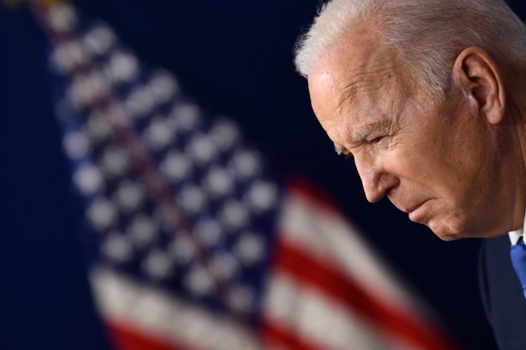 Le président américain Joe Biden s’exprime à Washington, le 14 janvier 2022 (AFP)